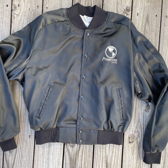 90s Primetime Live logo satin jacket West Wind USA size XXL tv news show unisex - Picture 1 of 8